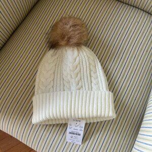 J Crew cable pom pom beanie